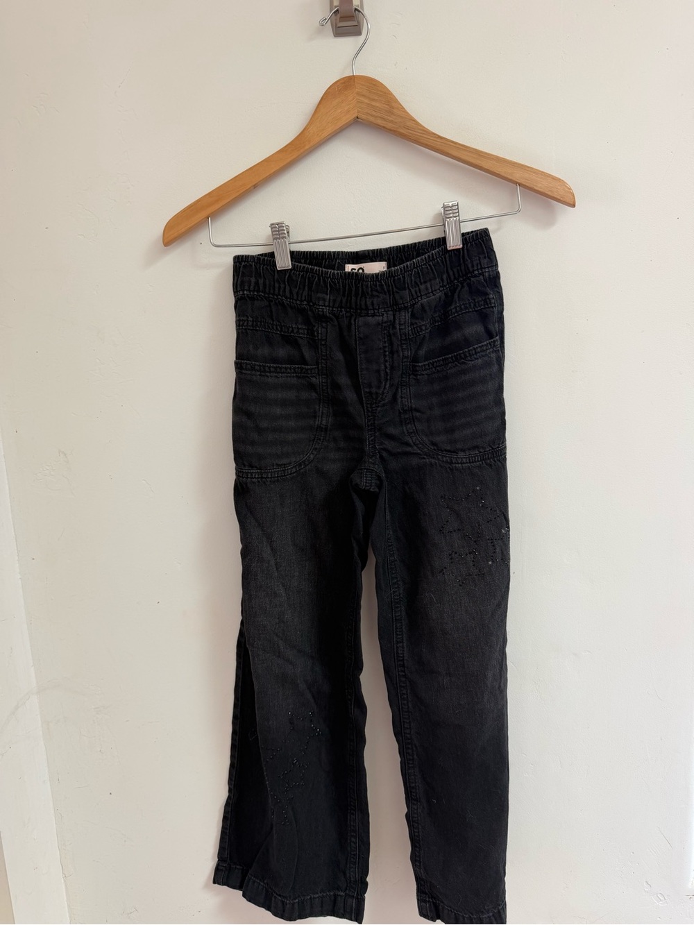 SO Black Kids Pull-On Straight Leg Jeans with Front Patch Pockets